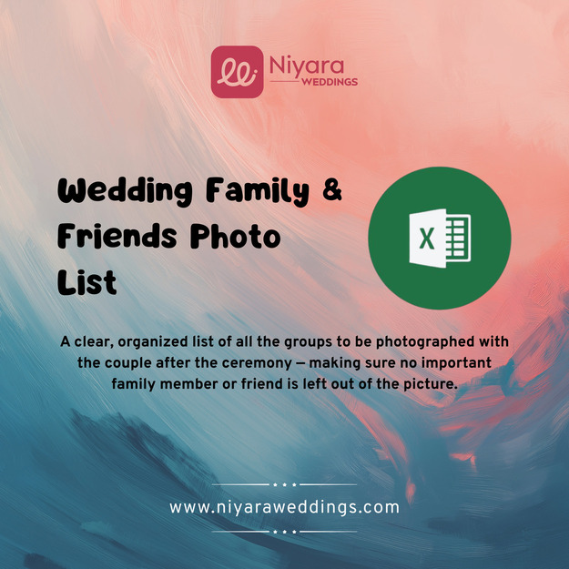 Wedding Family & Friends Photo List